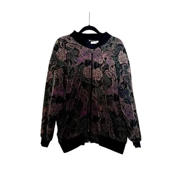 Vintage Rafi Zip Up Floral Bomber Jacket Size 40 With Pockets - Picture 8 of 12
